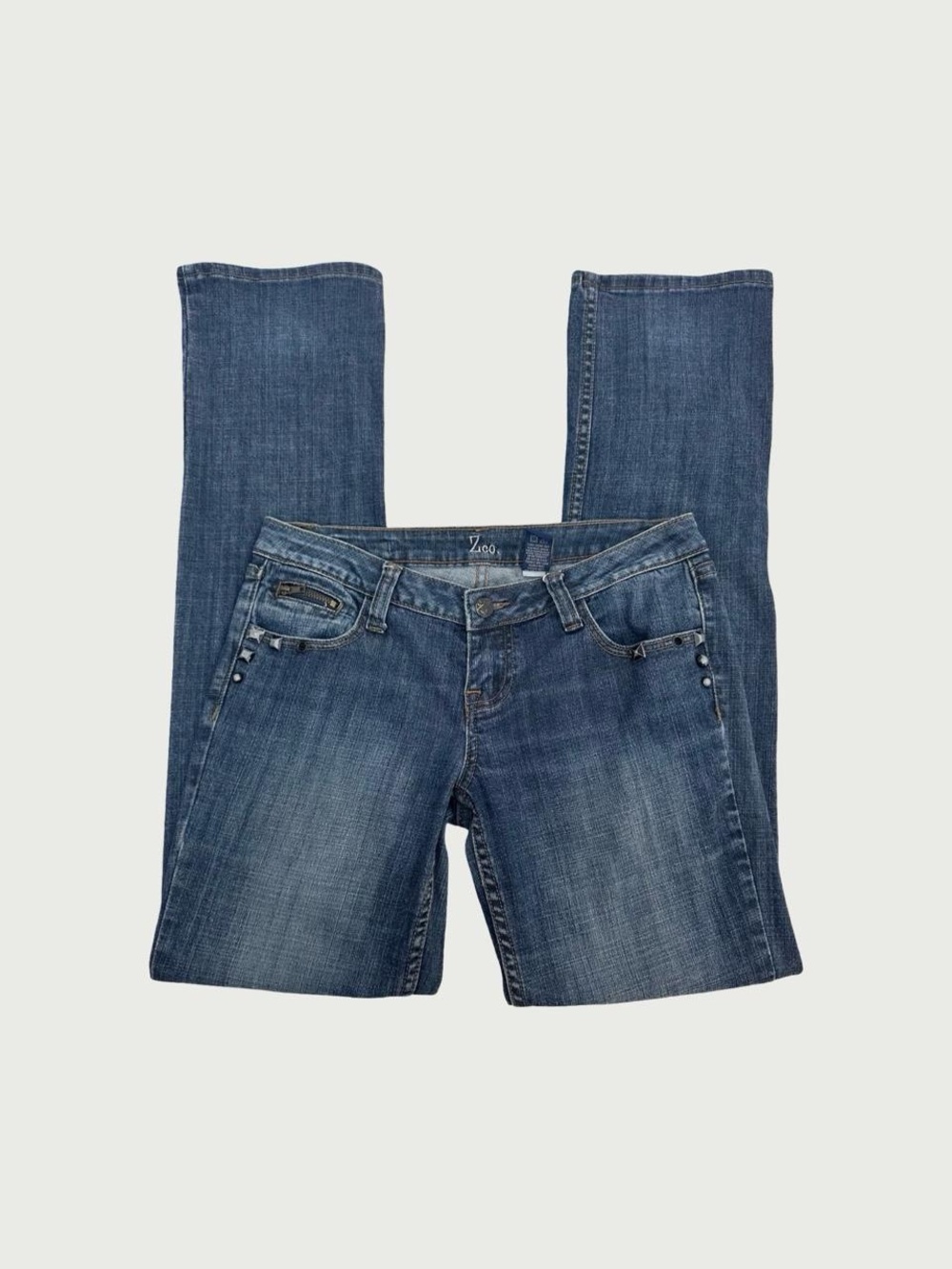 Low Rise Straight Leg Studded Jeans